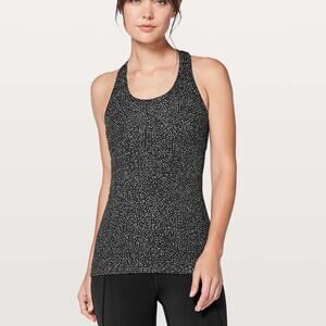 Lululemon Cool Racerback II Tank Top Night View White Black Luon Light Size 6